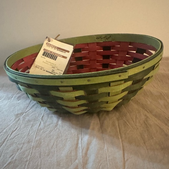 Handcrafted Retired Longaberger Watermelon Woven Basket - Picture 3 of 10